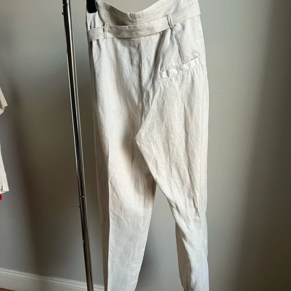 Mango Linen Belted Pants in Size 4